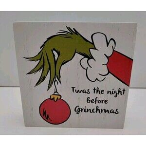 The Grinch Sign Twas The Night Before Grinchmas Retro Christmas Ornament Decor